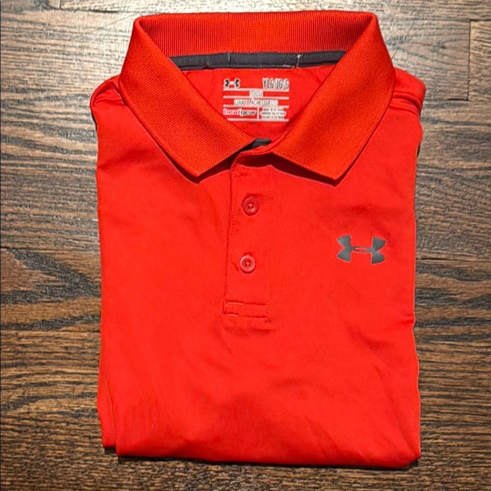 Under Armour Red Polo Shirt youth large. Used.